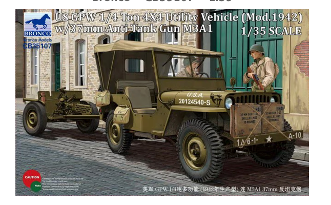 Bronco Model 1/35 US GPW 1/4 ton 4x4 Utility Vehicle