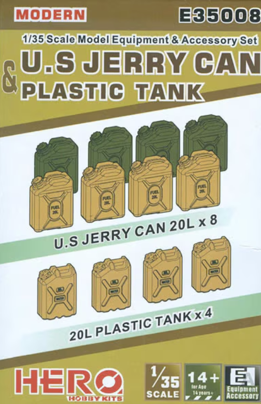 Hero Hobby 1/35 U.S. Jerry Can & Plastic Tank Model Kit