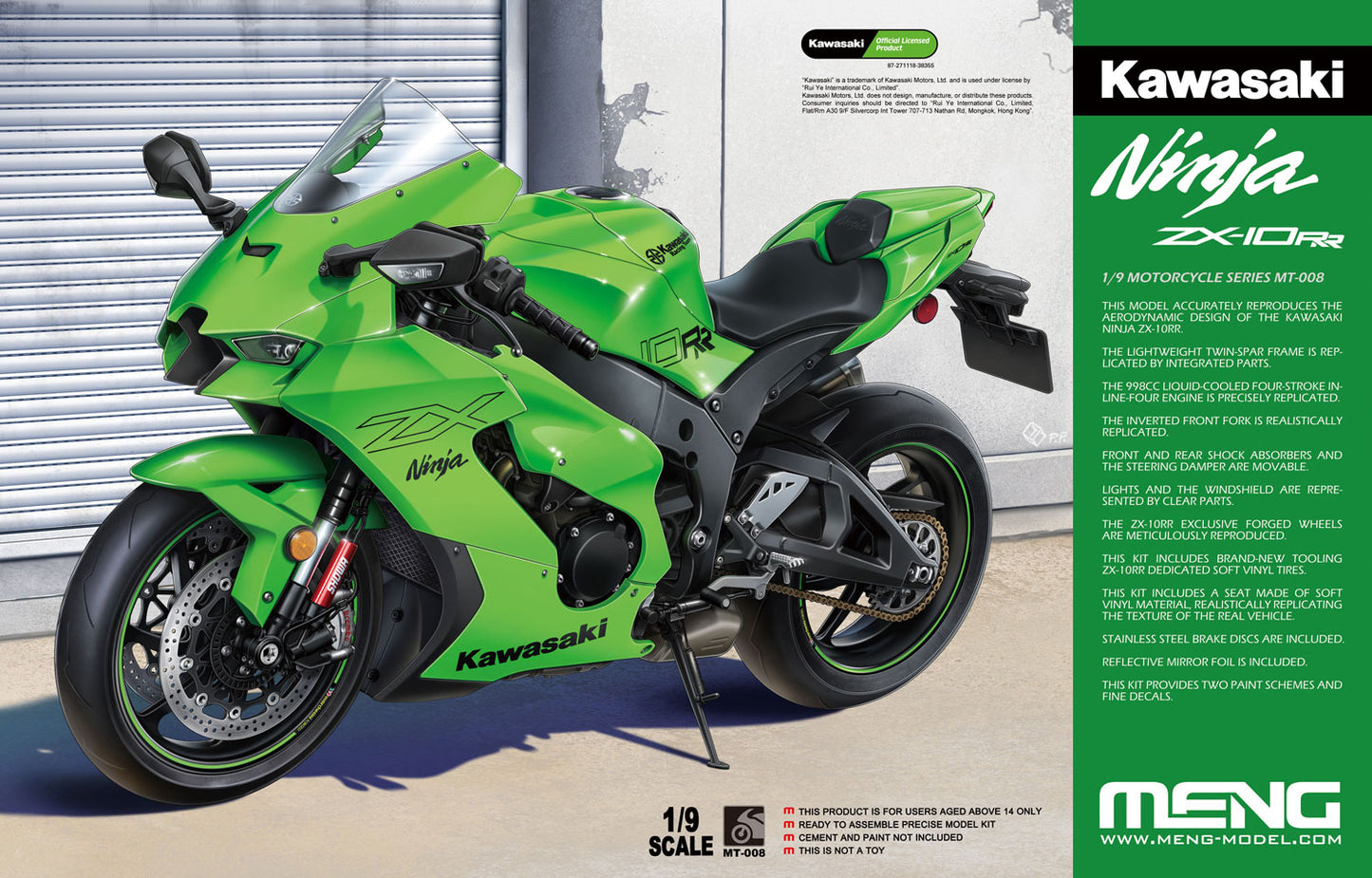 Meng Model 1/9 Kawasaki Ninja ZX-10RR MT-008