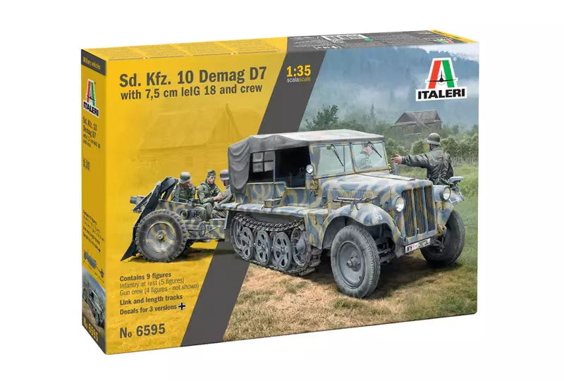 Italeri 1/35 Sd. Kfz. 10 Demag D7 with 7,5 cm leIG 18 and Crew Model Kit