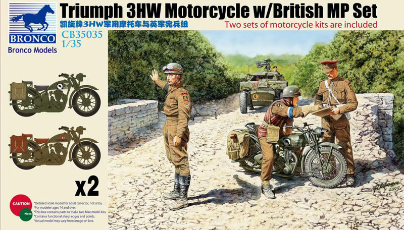 Bronco Models 1/35 Triumph 3HW Motorcycle w/British MP Set